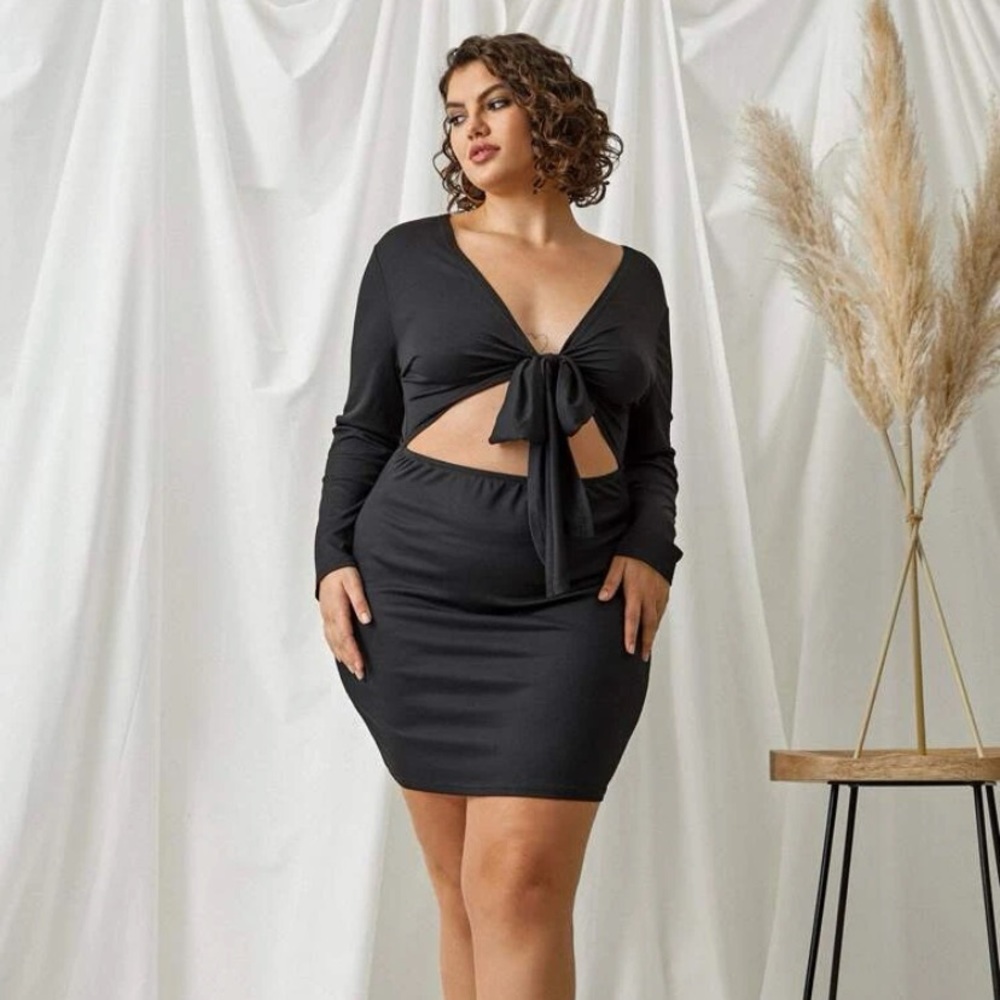 Tie Front Peekaboo Front Dress